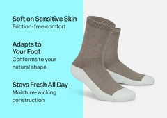 Padded Sole Diabetic Socks - Brown
